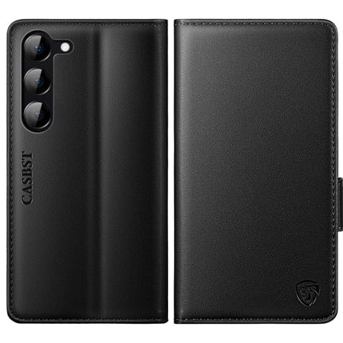CASBST for Samsung Galaxy S23 Case Kickstand Flip Leather Wallet Book Case with Card Slots Shockproof Magnetic Closure Protective Phone Case Cover Compatible with Samsung S23 - Black