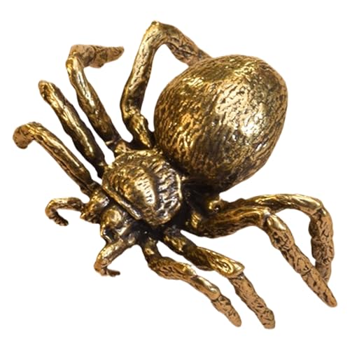 Figuras de animales genéricas, Estatua de araña, miniatura, simulación de latón antiguo, ornamento de escritorio, exhibición de la vendimia, colección de hogar, ideal para la sala de estar
