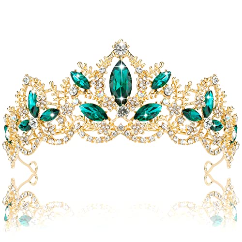 Exacoo Gold Tiara Wedding Tiaras and Crowns for Women,Rhinestone Queen Women Princess Crown Birthday Headbands Prom Bridal Party Halloween Costume