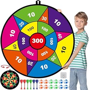 Large Dart Board for Kids, Kids Double-Sided Dart Board with Sticky Balls and Darts, Indoor/Outdoor Sport Fun Party Play Game Toys, Gifts for 3 4 5 6 7 8 9 10 11 12 Year Old Boys Girls