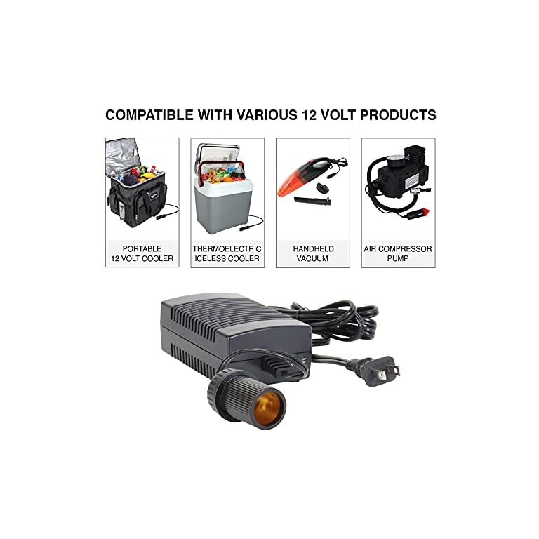 Koolatron 110V AC to 12V DC Power Adapter with Circuit Breaker, AC to