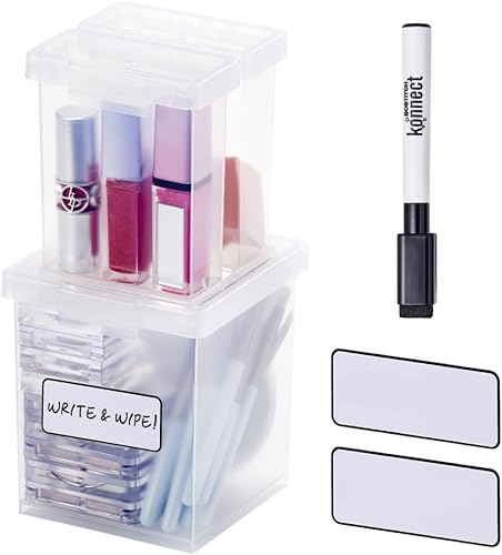 Miniatura 12 de Bostitch Konnect - Contenedores de almacenamiento con tapas, organizador, caja de plástico transparente, contenedores apilables, medianos, paquete