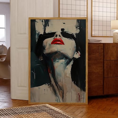 Affiche lèvres rouges et regard audacieux pour sublimer le mur de votre chambre