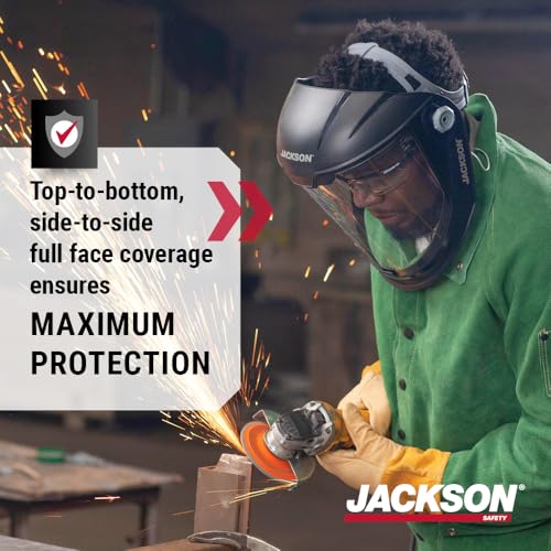 Jackson Safety Lightweight MAXVIEW Premium Face Shield - Mask with 370 Speed Dial Ratcheting Headgear, ANSI Z87.1, for Work, Grinding, Cutting - Uncoated - Clear Tint by Jackson Safety - Image 2