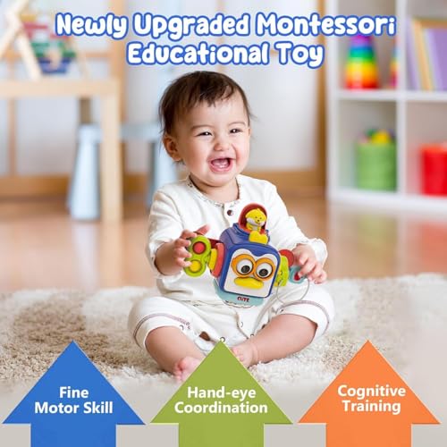 Image of Busy Cube Montessori Toys For 1 Year Old -6 In 1 Educational Sensory Toy For Babies & Toddlers- Travel Fidget Activity Toy Cube For Toddlers 1-3 Years Old, Multicolored