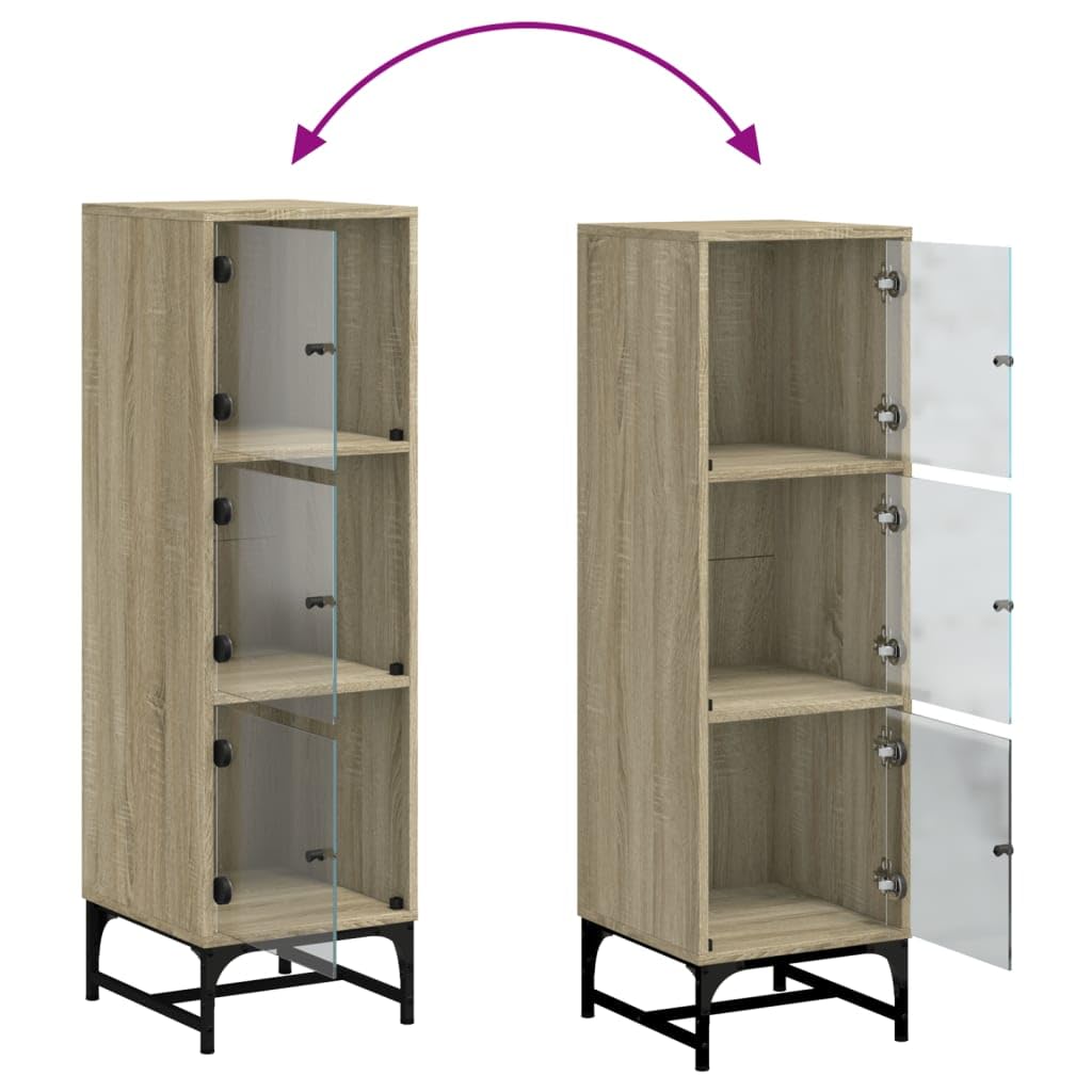 Fengshui Highboard ze szklanymi drzwiami dąb Sonoma 35 x 37 x 120 cm