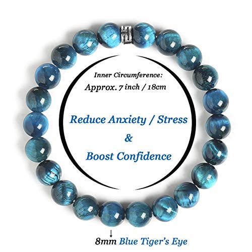 BONNY BOXX Natural Stretch Healing Gemstone Bracelet, 4/6/8mm Semi Precious Stone Bracelet for Men Women, Stress Relief Crystal Jewelry3
