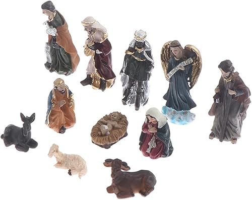 Miniatura 4 de Ochine Juego de mini figuras de belén, escena de la Sagrada Familia, juego de figuras de belén de resina, hechas a mano, figuras en miniatura,