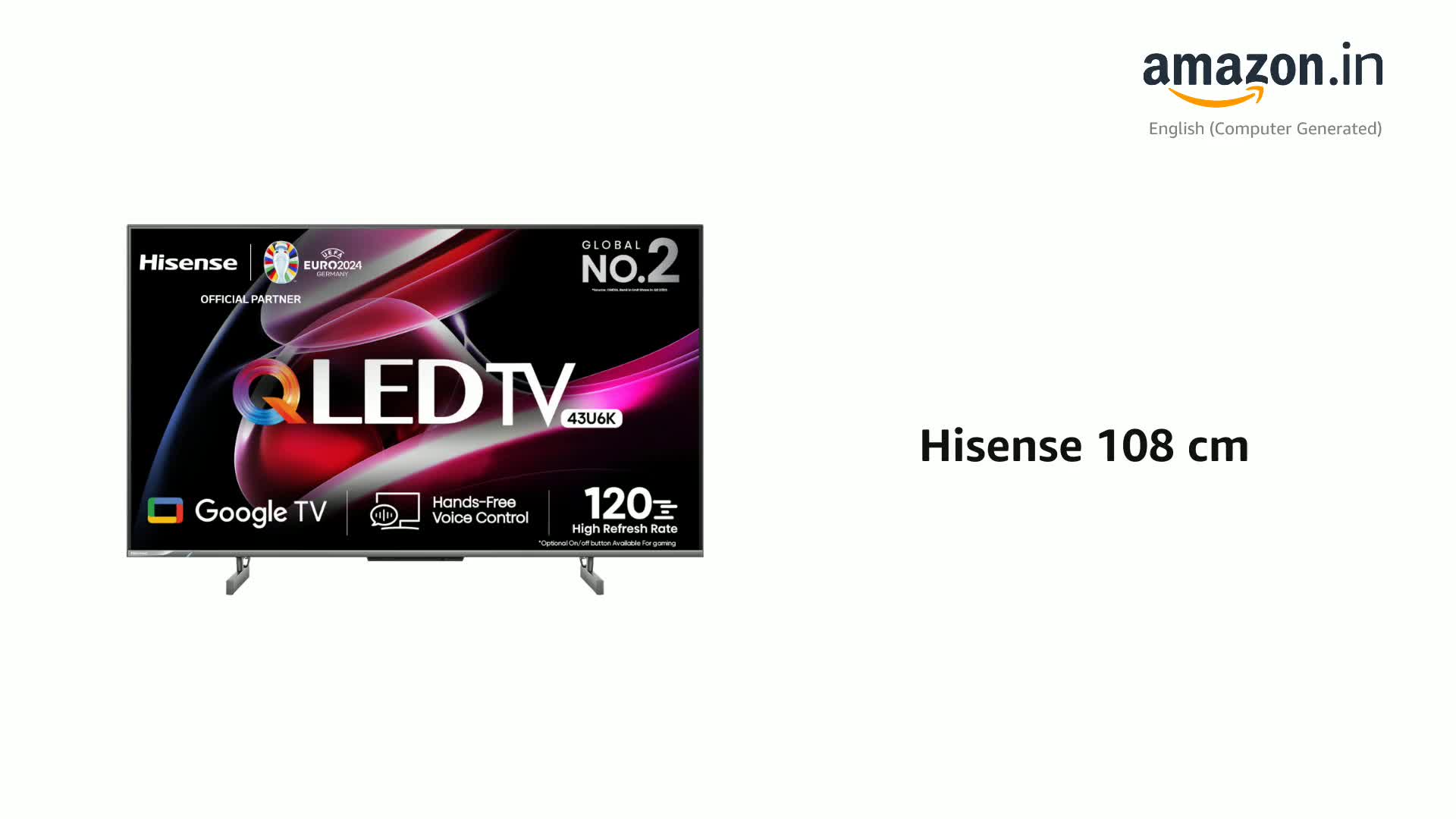 Hisense 108 cm (43 inches) 4K Ultra HD Smart QLED Google TV (43U6K