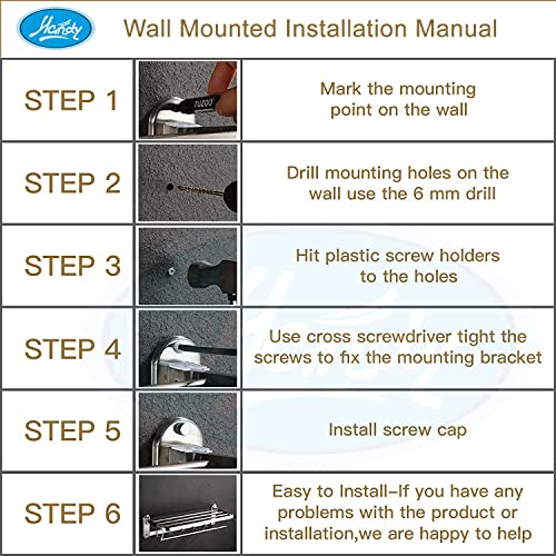 HANDY Stainless Steel Bathroom Accessories Luxurious 2 Layer Bathroom Shelf with Towel Rod and Hook Multipurpose Wall Mount Bathroom Shelves with Hook (Silver - 16 x 5 x 9 Inch) (Image - 5)