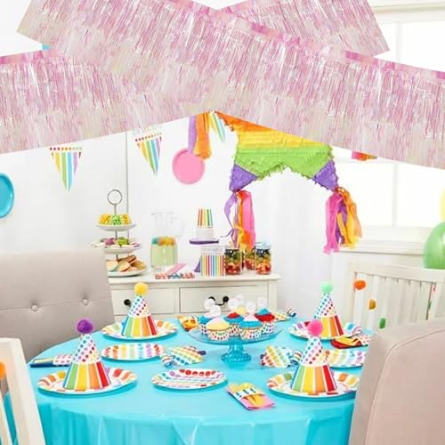 Image of BEISHIDA 3 Packs Metallic Foil Fringe Garland Shining Transparent Wall Hanging Tinsel Fringe Banners for Car Floats Bridal Shower Wedding Birthday Easter Graduation Holiday Party Decoration(30 Feet)