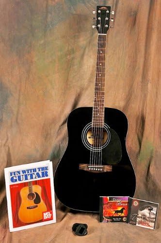 WPSSAGST-BK Windpony Stadium Select Full Size Acoustic Guitar Starter Set w/Tuner - Black