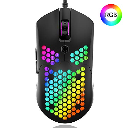 Wired Lightweight Gaming Mouse,11 RGB Backlit Mice with 7 Buttons Programmable Driver,PAW3325 12000DPI