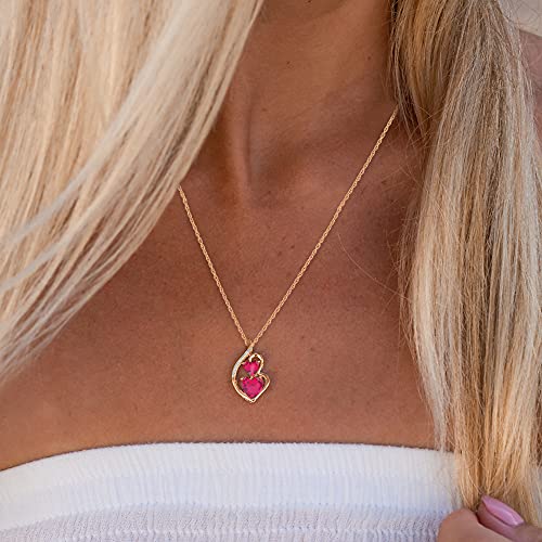 Lab Created Ruby Pendant Necklace With Diamond Accent In 10K Rose Gold #TOP1