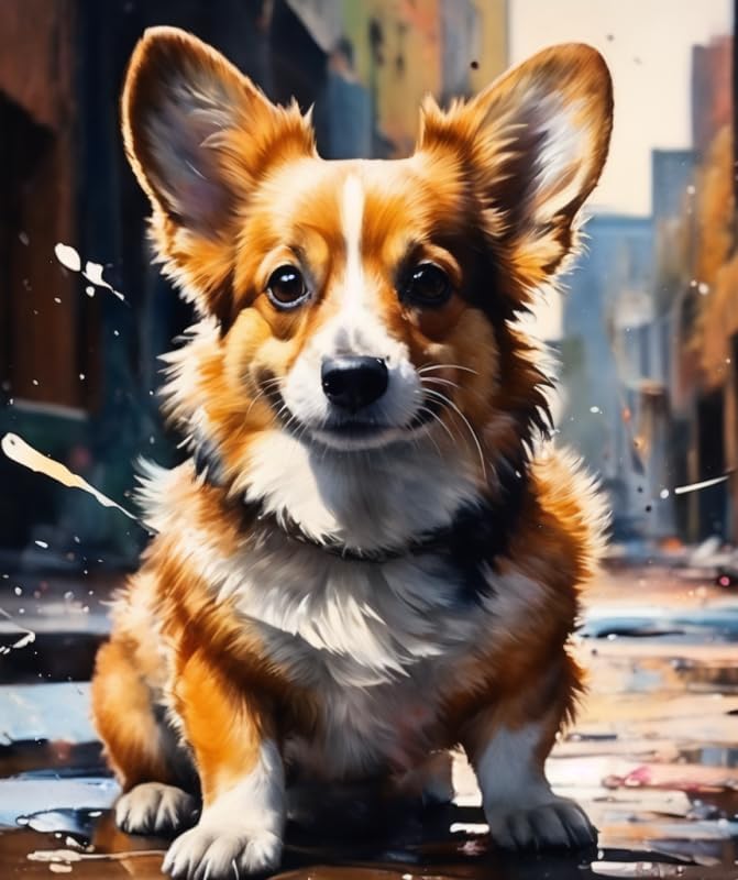 DIY Oil Painting Paint by Number Kit for Adults Beginner Corgi Dog DIY Canvas Painting by Numbers Arts Craft for Home Wall Decoration,40x50cm No Frame
