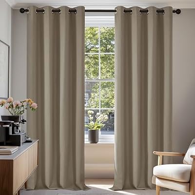 Deconovo Cortinas Opacas con Aislamiento Térmico Cortina para Dormitorio con Ojales 2 Paneles 140 x 290 cm Caqui