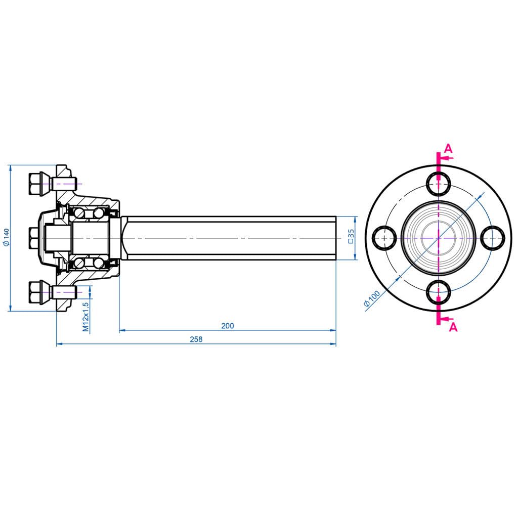 4.80/4.00x8 Anhänger-Set, 6-lagige Räder, P811, 4/100 mm, PCD, ALKO Nabe und Achsschenkel, 690 kg