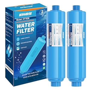 Kohree RV Water Filter, NSF Certified, Inline Water Filter Reduces Chlorine, Bad Taste, Odor, RV Accessories Ideal for Campers, Marine, Garden Hose, Boats, Trailer Motorhome, 2 Pack