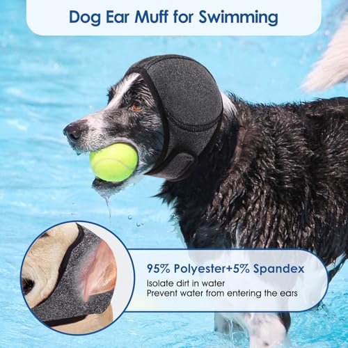 Image of Dog Ear Wraps Dog Calming Hoodie Anxiety Relief Ear Cover for Dogs | Water Resistant Noise Protection Ears Muffs for Firework, Grooming, Thunderstorms, Swimming, Bathing, Grey M