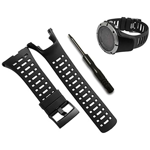 VANTIYAUS Watch Band Strap, Soft Black Replacement Strap for Suunto Ambit 1 2 2R 2S - Premium Waterproof Watch Band 24mm - Screwdriver Included Cover