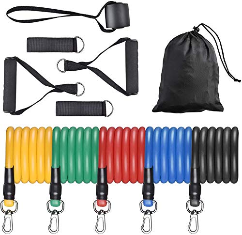 LiveCreative 5 Tubes Resistance Bands Set - Exercise Bands 100Lbs Ankle Strap Home and Carrying Bag - Workout Equipment for Home Workouts Bands for Strengthening and Training - Home Gym Equipment