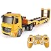 Fistone RC Truck Licensed Mercedes-Benz Acros Detachable Flatbed Semi-Trailer Engineering Tractor Remote Control Low Loader Die-Cast Car Model Kids Electronics Hobby Toy with Sound and Light Effect
