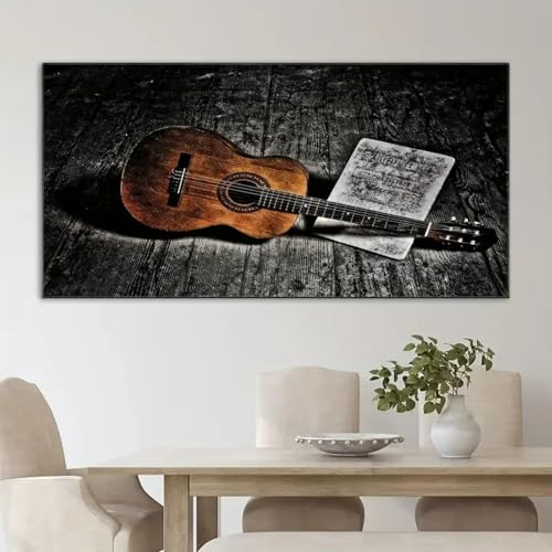 Guitare rétro affiche sur toile pour salon et décoration murale de chambre