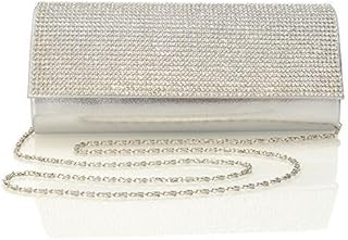 Borsa Donna Pochette Finto Diamante Cristalli Metallizzato Satin Sera Matrimonio Festa