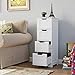 Homfa Bathroom Floor Cabinet, Wooden Free Standing Storage Cabinet Side Organizer Unit with 4 Drawer, White