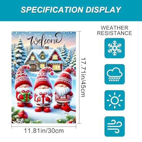 Image of BlissYard Winter Garden Flag Gnome Snow 12x18 Inch Polyester