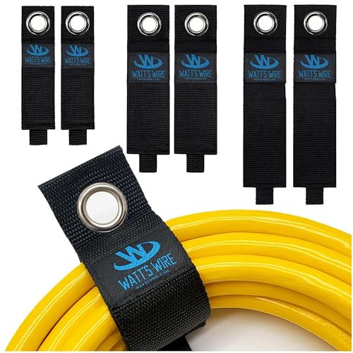 Heavy Duty Storage Straps - 6 Pack: 2 Medium 2 Large 2 XL - Extension Cord Ties - Storage Strap - By Watts Wire