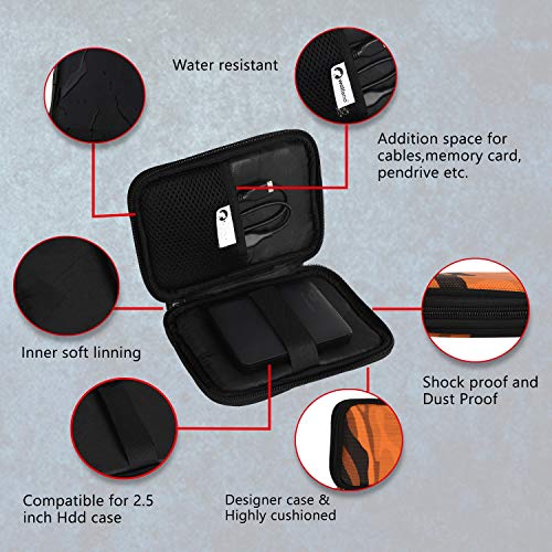 Image of WD HDD Hard Case /Cover /Pouch for 2.5 inch Portable Hard Drive (for Seagate, Toshiba, WD, Sony, Transcend, Lenovo, Adata) (Orange Army)