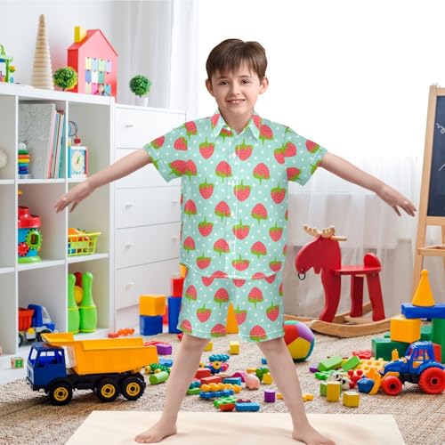 Image of visesunny Boys Hawaiian Shirt and Short Set Summer Outfit Kids 2 Piece Clothes Set 3-10Y