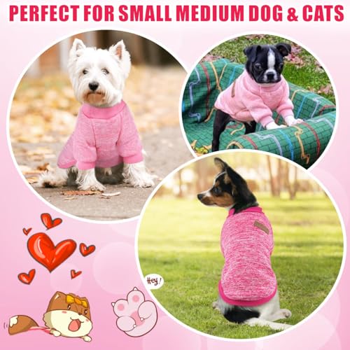 Idepet Haustier Katze Hundepullover, Warmer Hundepullover Katzenkleidung, Fleece-Welpenmantel für kleine mittelgroße große Hunde rosa grau XS-XXL (Rosa DunkeRosa, XS)