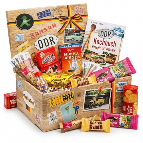 Ossi Paket mit Ost Süssigkeiten - Geburtstags Geschenke für Männer aus Sachsen, Thüringen, Brandenburg, Mecklenburg-Vorpommern, Sachsen Anhalt.