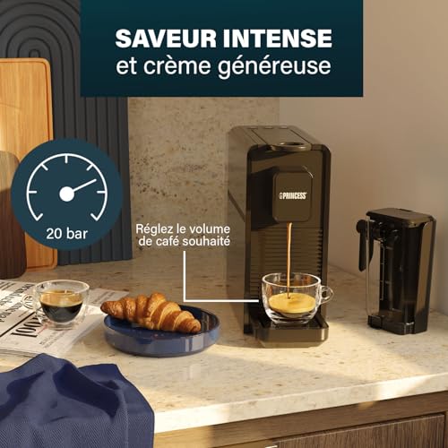 Machine à café capsules Nespresso compatible Princess Latte Pro automatique 20 bars