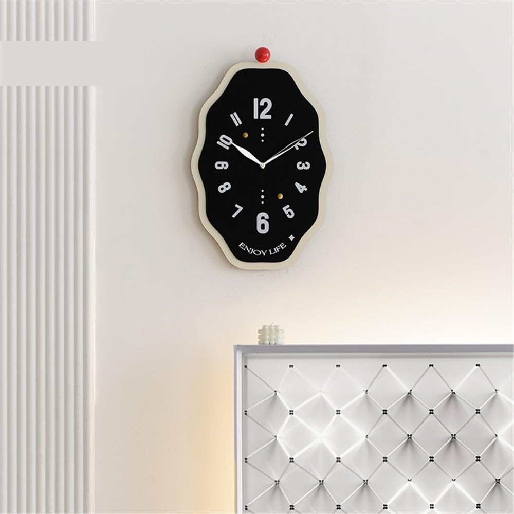 Reloj Cocina Reloj de Pared Estilo Crema Creativo Minimalista for el hogar(Blanco)