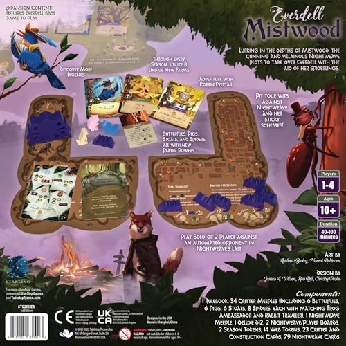 Image of Everdell Mistwood Board Game Expansion - Solo & 2-Player Mode, Unique AI Villain, New Critter Meeples & Player Powers - Compatible with Everdell Base Game & Expansions