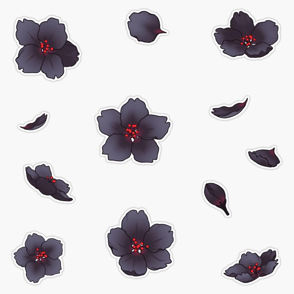 Falling Black Sakura Cherry Blossom Sticker Vinyl Waterproof Sticker Decal Car Laptop Wall Window Bumper Sticker 5"