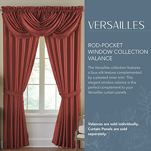 Elrene Home Fashions Versailles Room-Darkening Faux-Silk Waterfall Window Valance, Accessory For Bedroom Or Living Room Windows With Rod Pocket Tabs, 52" X 36", 1 Valance, Red #TOP1