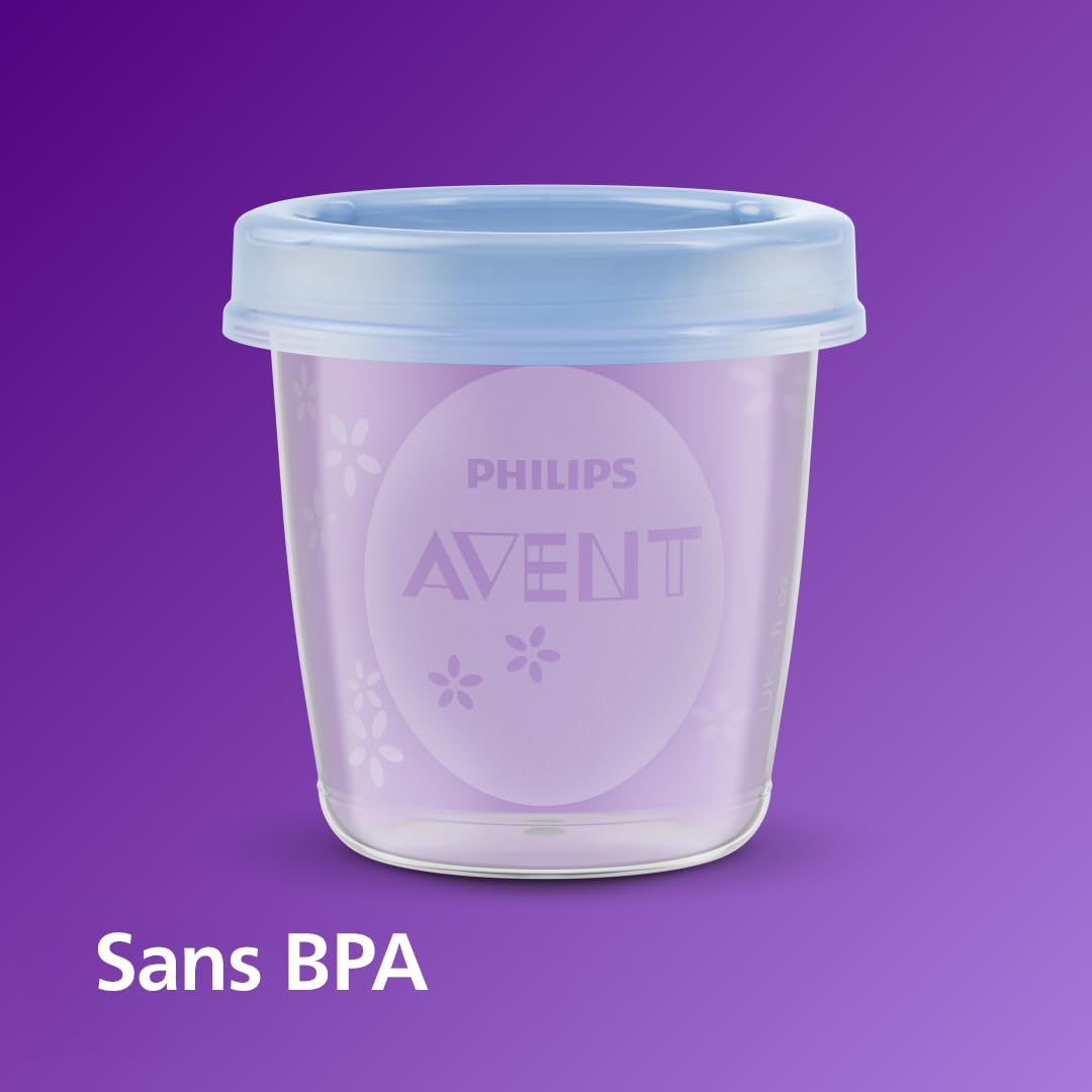 Philips Avent - Pots de conservation 180 ml et 240 ml avec Couvercles associés et Cuillère de Sevrage, modèle SCF721/20