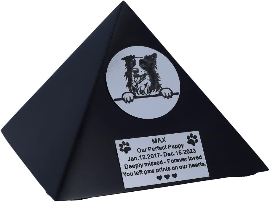Pet Dog urn All Breeds Peronalise urn for Dog Pyramid urn memrorial Monument for pet Unique decroative pet Cool urn for Home Decor Small urn (6. Border Collie)