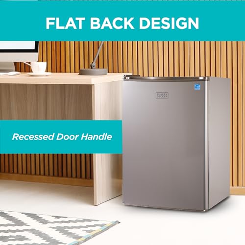 BLACK+DECKER 2.5 Cu. Ft. Compact Refrigerator, ENERGY STAR Certified, Single Door Mini Fridge with Chiller Compartment, Personal Fridge for Home or Dorm Room, R600a Refrigerant, BCRK25V,Stainless Look - Image 7
