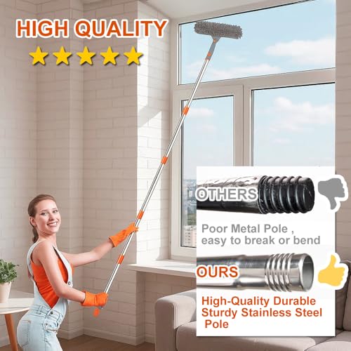 Window Cleaning Tools Window Squeegee: with Extendable Pole 72 Inch - Microfiber Scrubber - for Indoor & Outdoor Glass,Car,Balcony High Windows by XUCAI - Image 2