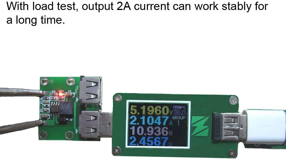 MakerHawk USB DC-DC Buck Regulator Module undergoing a load test