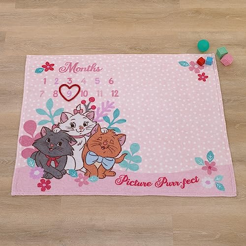 Image of NoJo Disney Aristocats Pink Picture Purr-FECT Super Soft Photo Op Milestone Baby Blanket