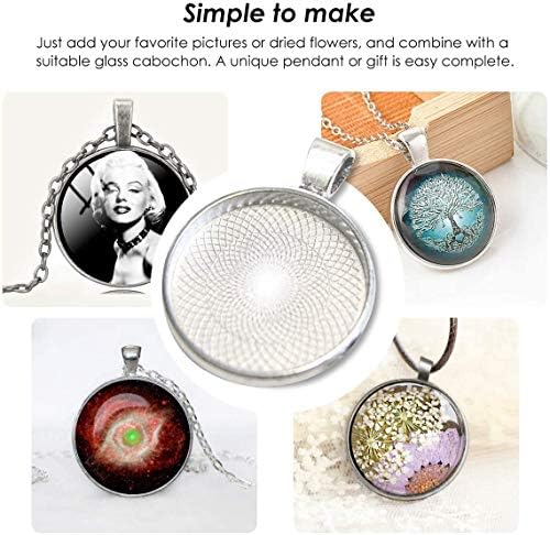 TSKDKIT 50 Pcs Silver Pendant Trays 25mm Round Bezel Pendant Trays for Jewelry Making, Anti-Oxidation Silver Blank Pendant for Craft DIY