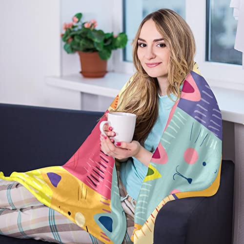 Couverture douce chats heureux pour éliminer le froid sur le canapé - 8