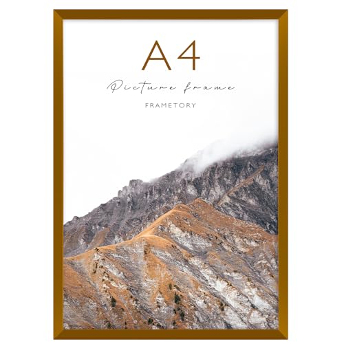 Frametory A4 Bronze Aluminum Picture Frame Acrylic Cover 1 Pack