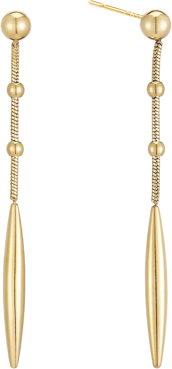Long Dangle Drop Earrings 14K Gold/White Gold Plated Dangling Earrings for Women Simple Chic Statement Earrings